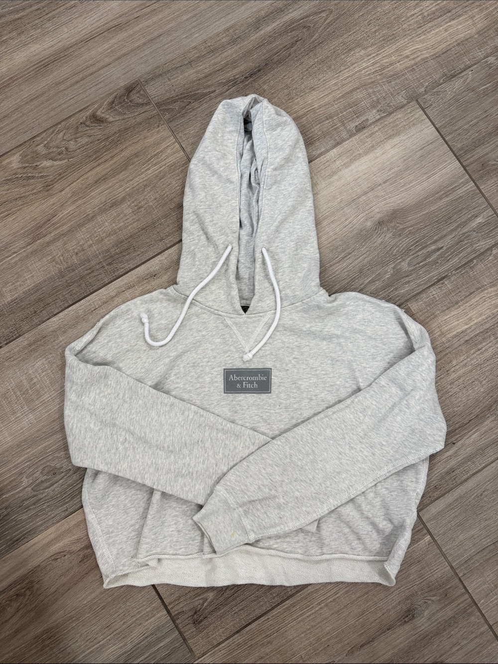Abercrombie & Fitch Heather Gray Pullover Hoodie with Logo Patch